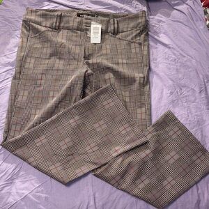 NWT Torrid studio bootcut pants in black/cream plaid with orange stripe Size 16S